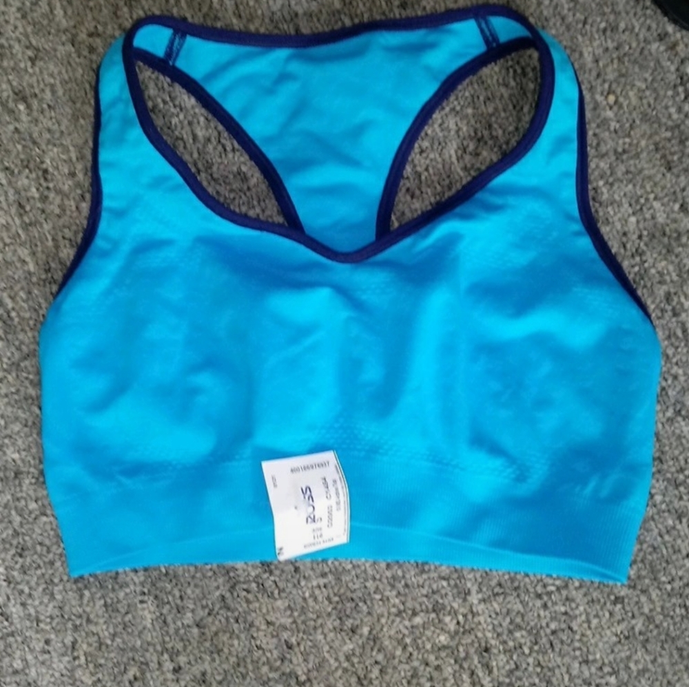 New Hanes neon blue sport bra size small